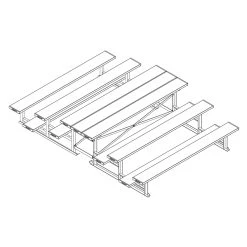 Bleacher - 7-1/2' (3 Row - Single Foot Plank) - Back-To-Back