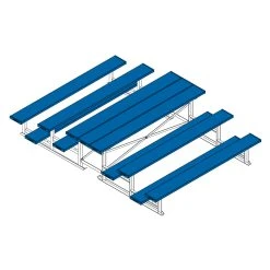 Bleacher - 7-1/2' (3 Row - Single Foot Plank) - Back-To-Back - Powder Coat