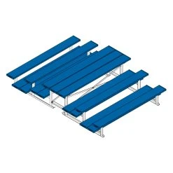 goher sport shop 46 Bleacher - 7-1/2' (3 Row - Double Foot Plank) - Back-To-Back - Powder Coat