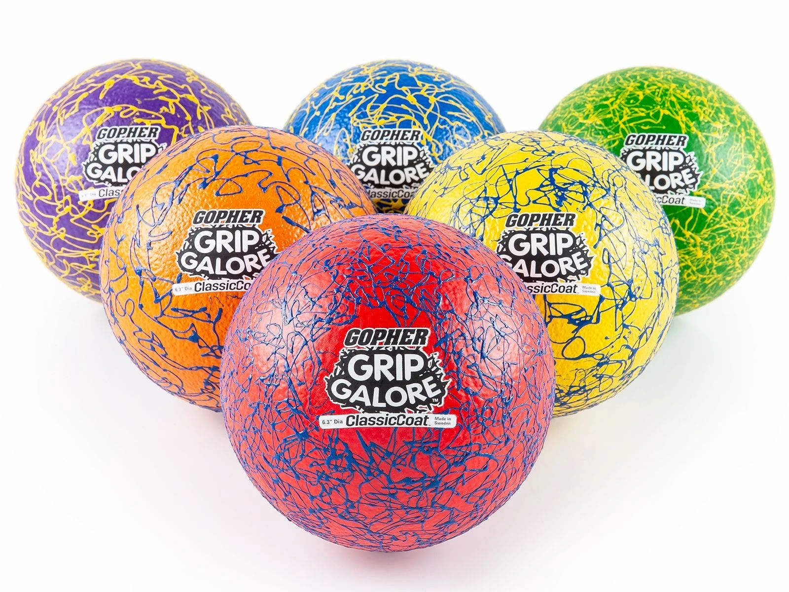 Rainbow ClassicCoat GripGalore Coated-Foam Dodgeballs 3 Rainbow ClassicCoat GripGalore Coated-Foam Dodgeballs